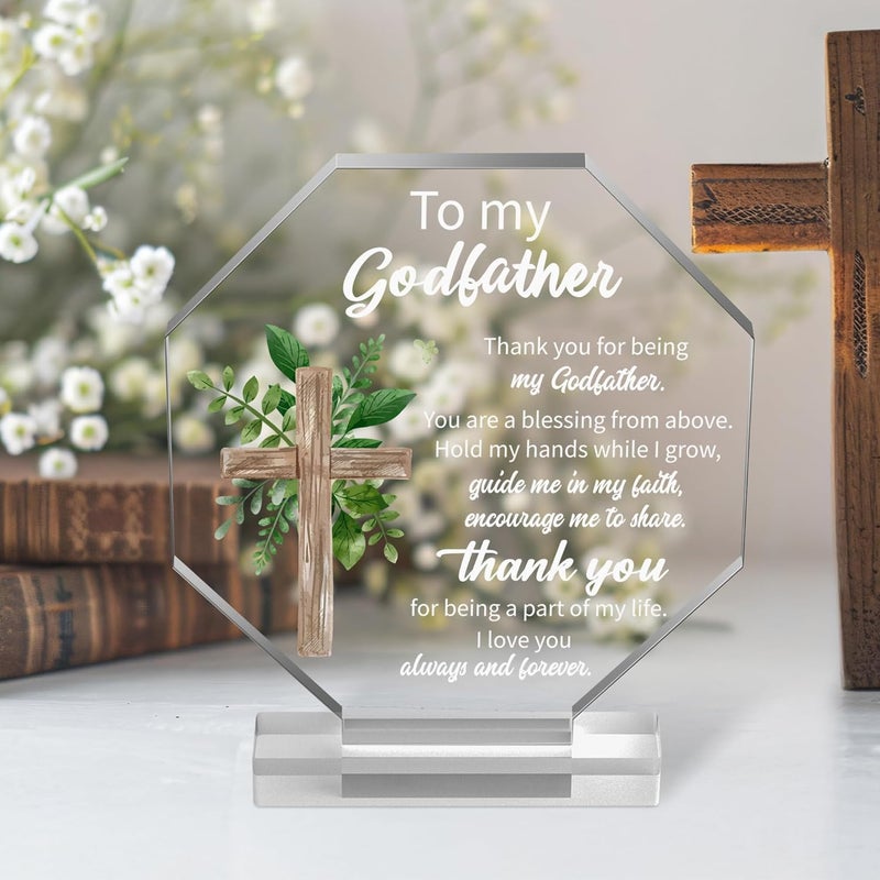 Yopyame Acrylic Gift for Godfather - Godfather Gifts from Godchild for Men Thank You for Being My Godfathers Acrylic Plaque Office Table Decor Birthday Christmas Keepsake Paperweight for Godfathers - Image 4